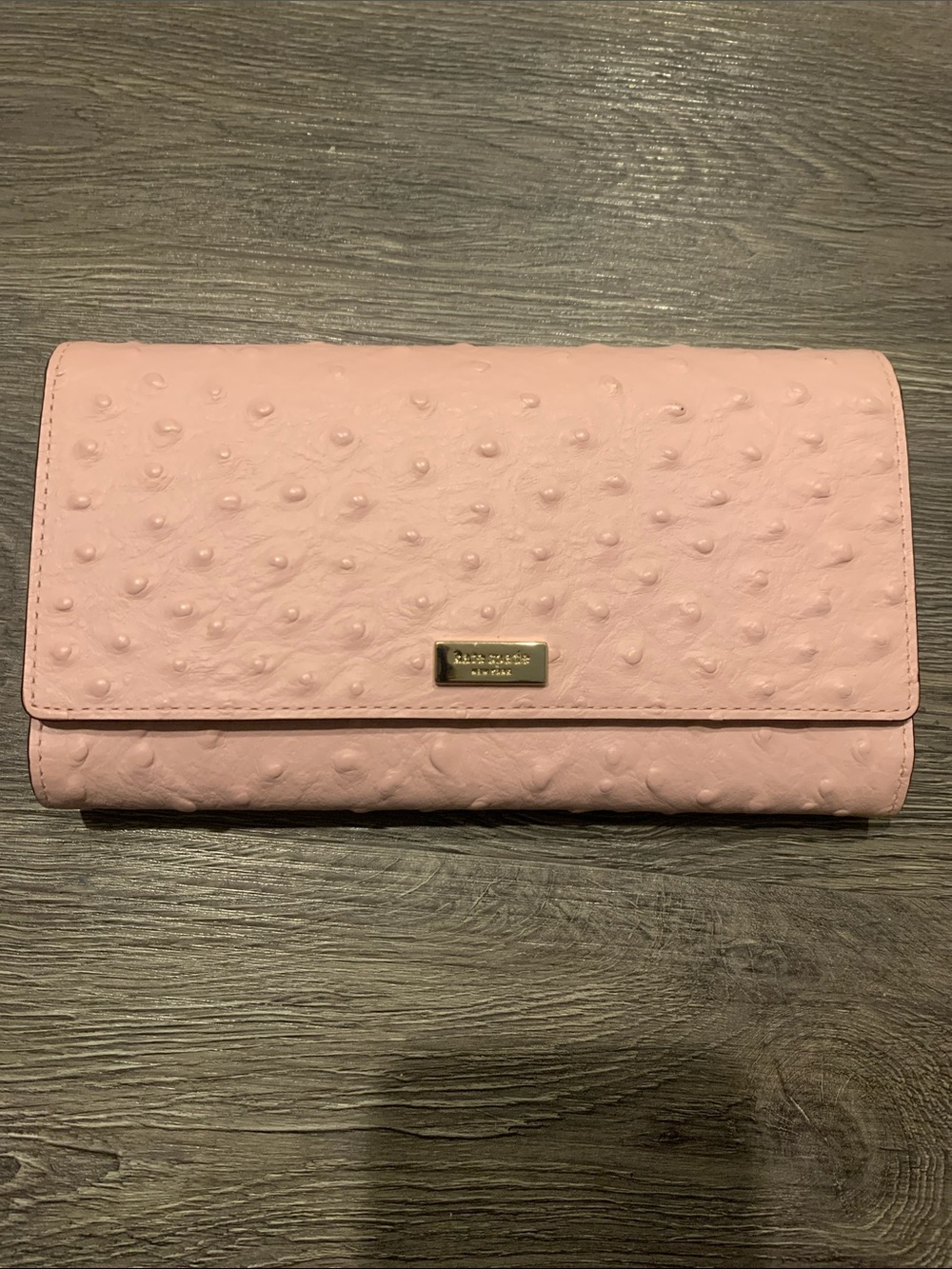 kate spade Blush Pink Ostrich-Embossed Leather Clutch
